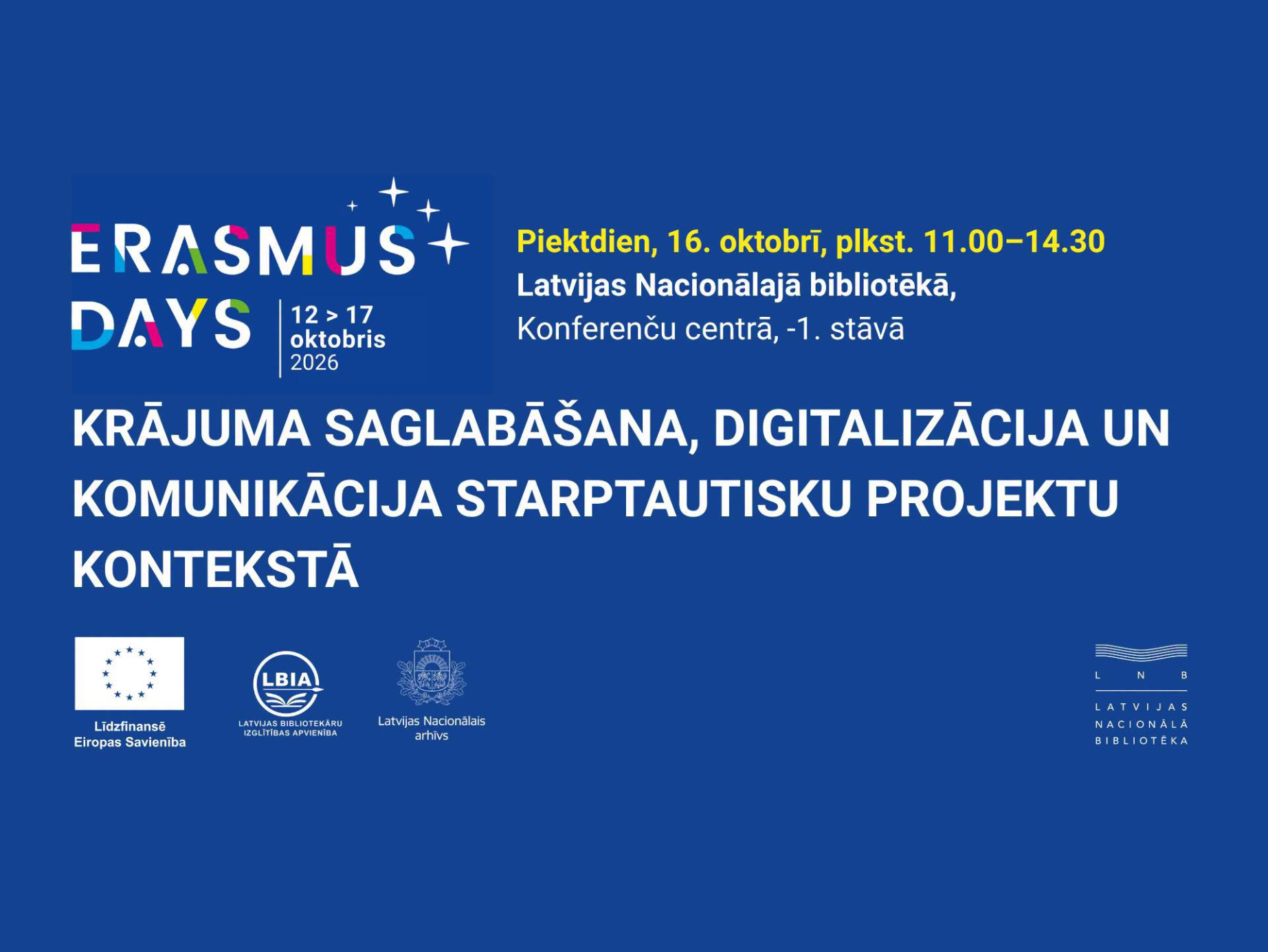 Erasmus dienas LNB: Krājuma saglabāšana, digitalizācija un komunikācija starptautisku projektu kontekstā